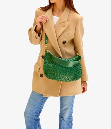 Clare V - Moyen Messenger in Evergreen Woven — Bosco's Mercantile